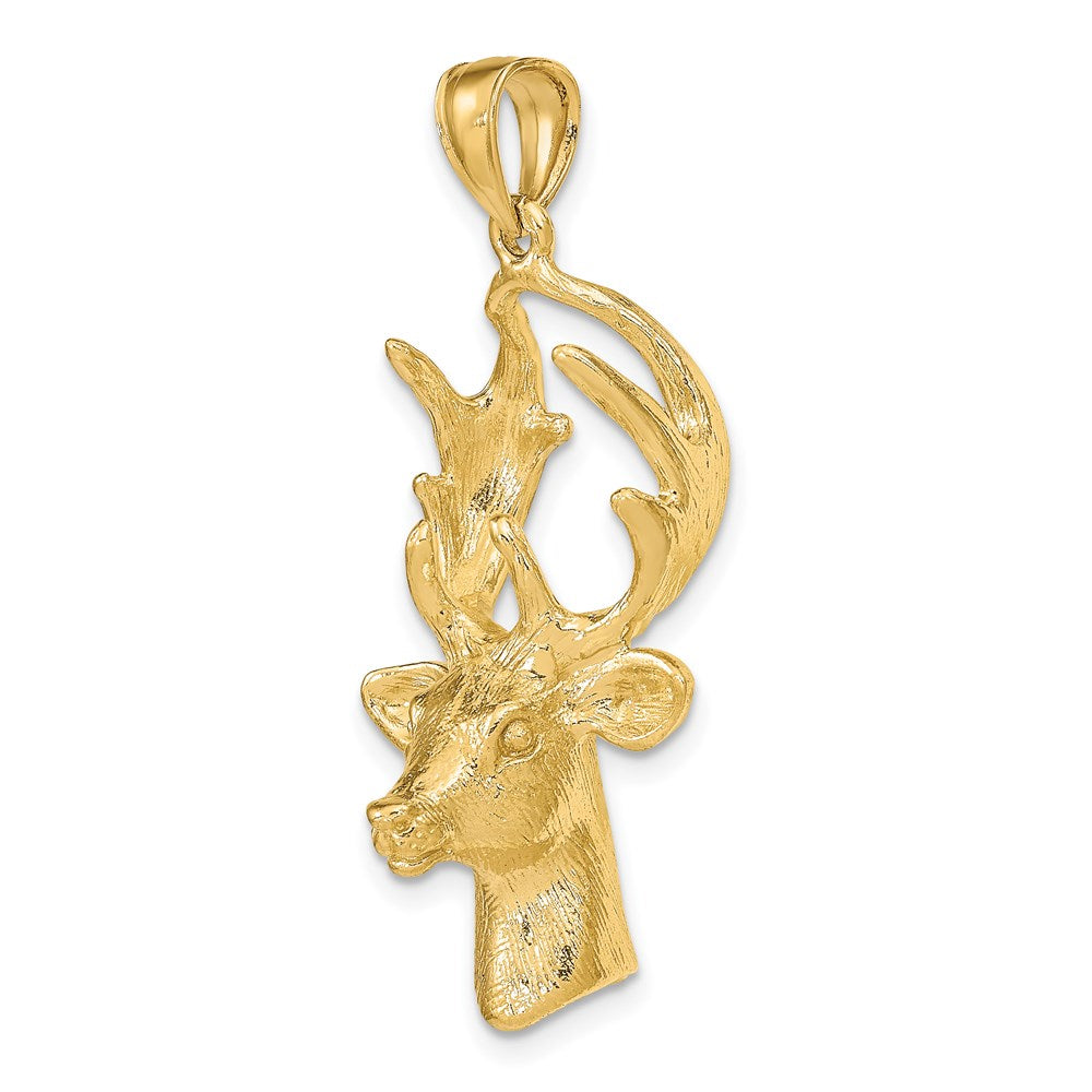 Million Charms 14K Yellow Gold Themed 3-D Deer Head Charm