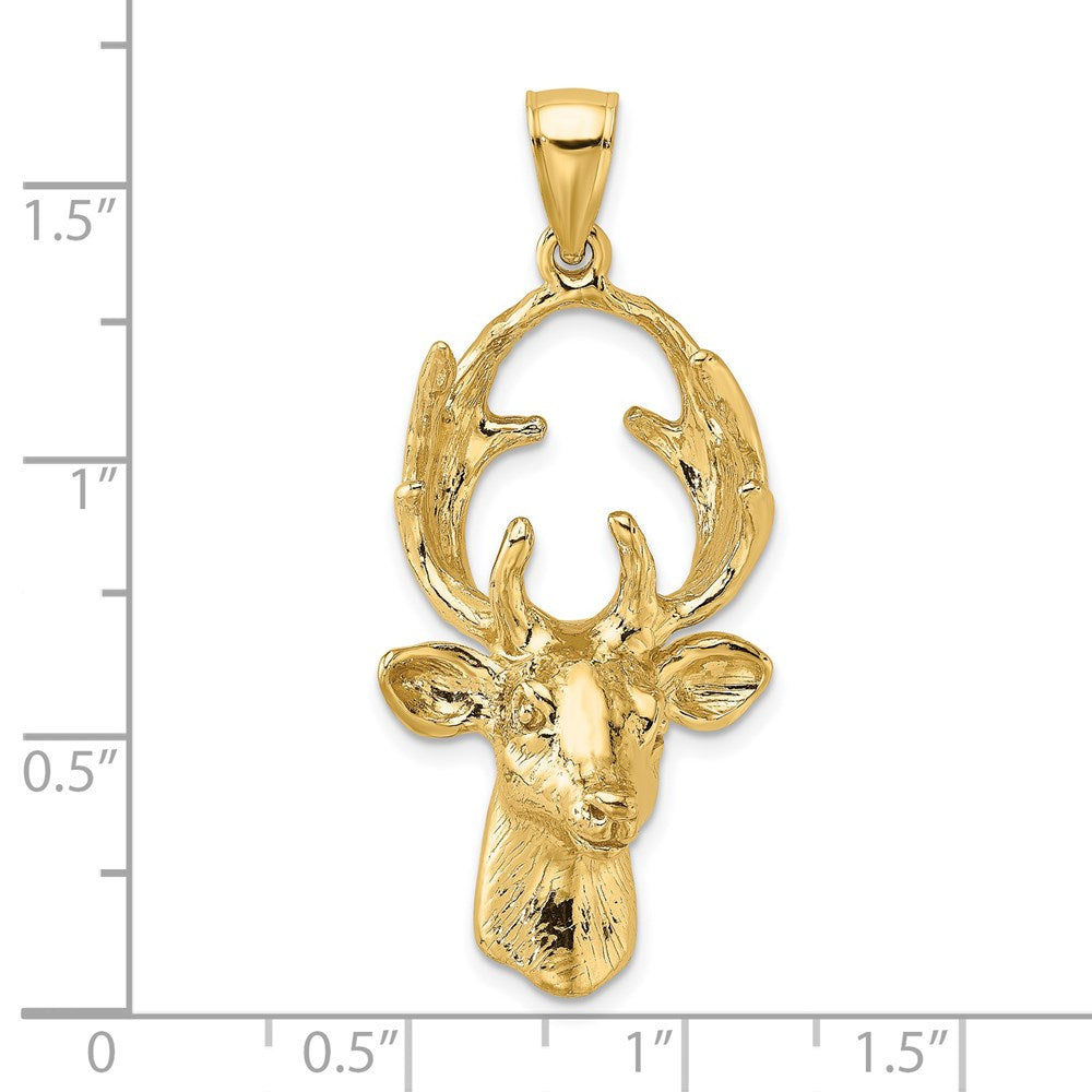 Million Charms 14K Yellow Gold Themed 3-D Deer Head Charm