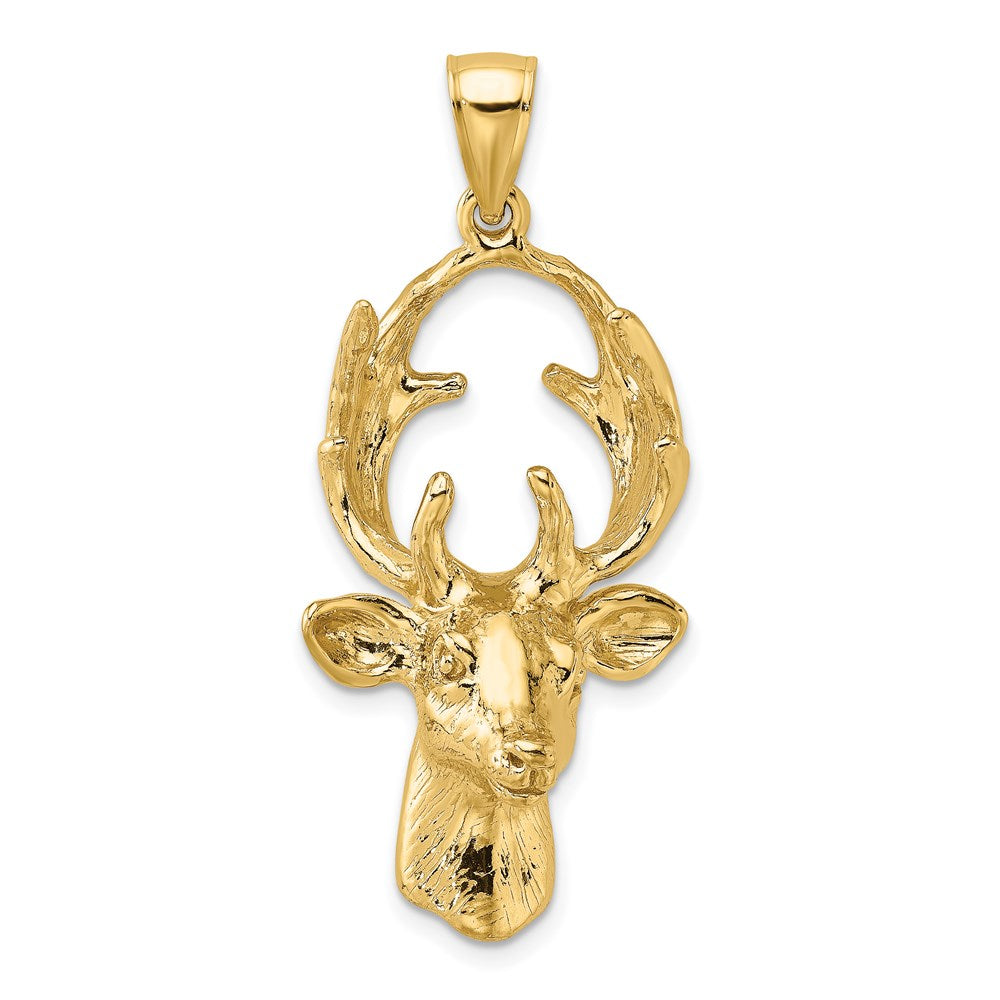 Million Charms 14K Yellow Gold Themed 3-D Deer Head Charm