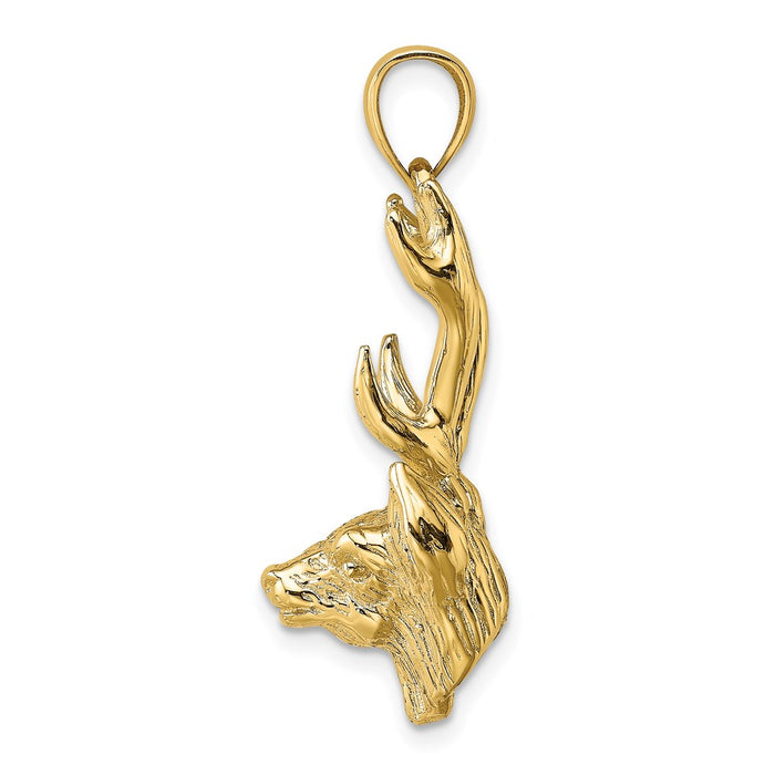 Million Charms 14K Yellow Gold Themed 3-D Deer Head Charm