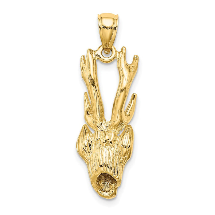 Million Charms 14K Yellow Gold Themed 3-D Deer Head Charm