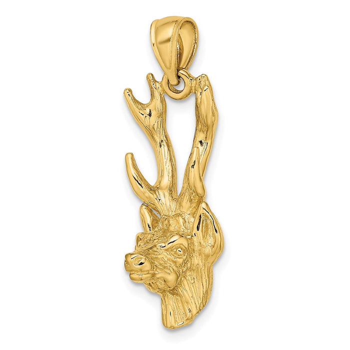 Million Charms 14K Yellow Gold Themed 3-D Deer Head Charm