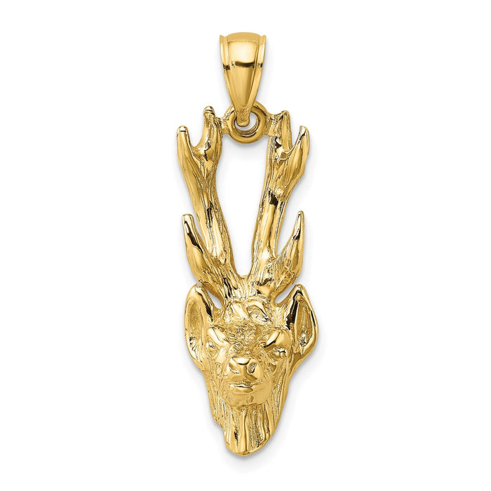 Million Charms 14K Yellow Gold Themed 3-D Deer Head Charm