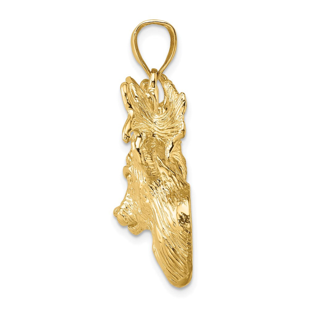 Million Charms 14K Yellow Gold Themed 2-D & Textured Deer Head Charm