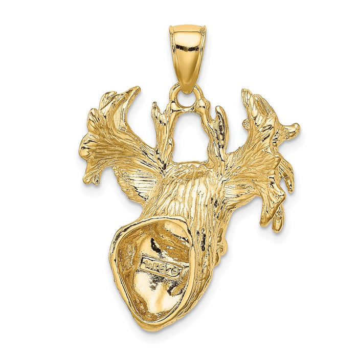 Million Charms 14K Yellow Gold Themed 2-D & Textured Deer Head Charm