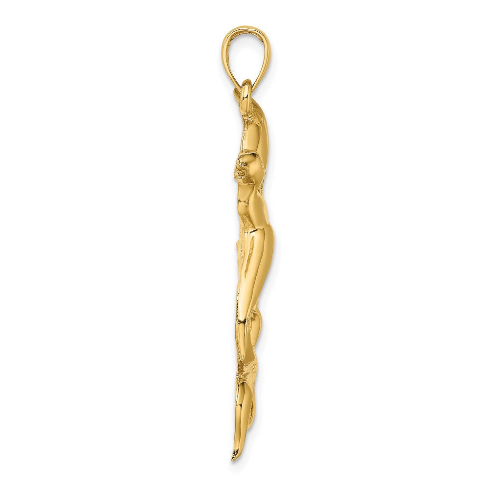 Million Charms 14K Yellow Gold Themed 2-D Duck Flying From Willow Charm
