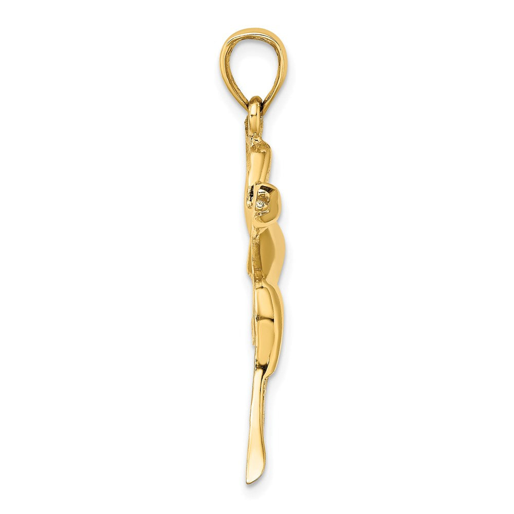 Million Charms 14K Yellow Gold Themed 2-D Textured Flying Duck Charm
