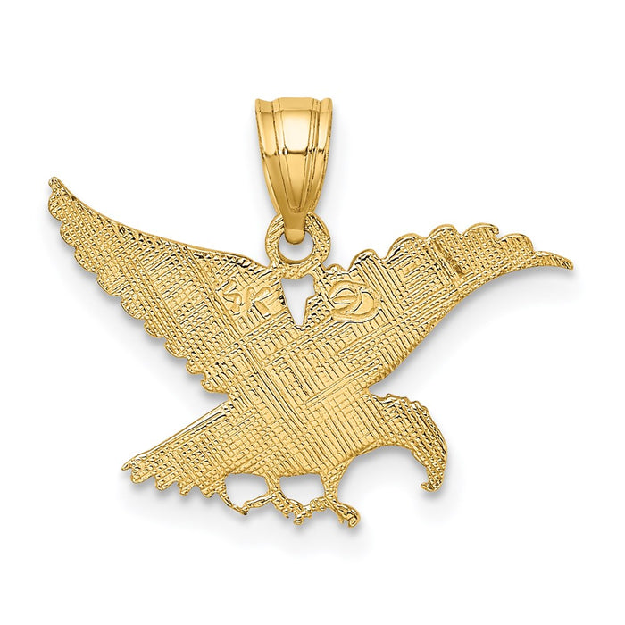 Million Charms 14K Yellow Gold Themed Flat & Engraved Eagle Charm