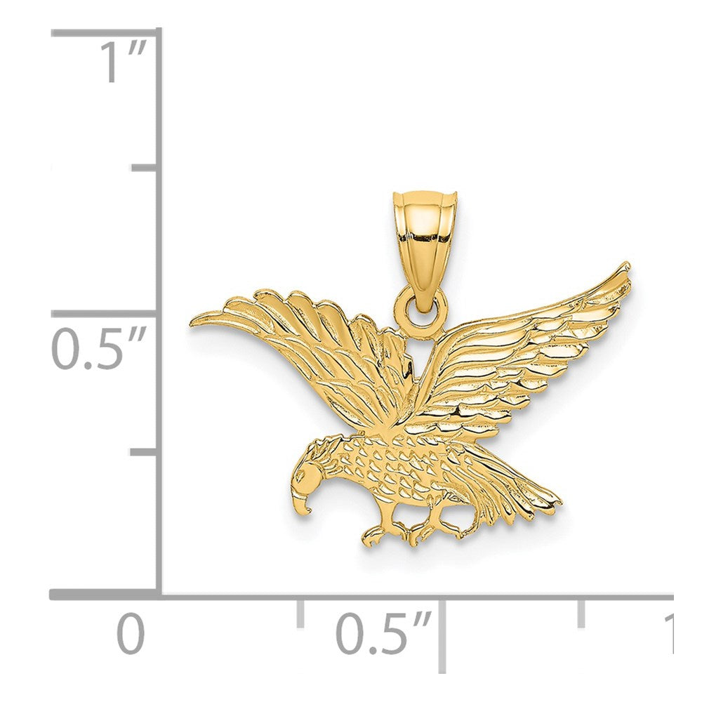 Million Charms 14K Yellow Gold Themed Flat & Engraved Eagle Charm
