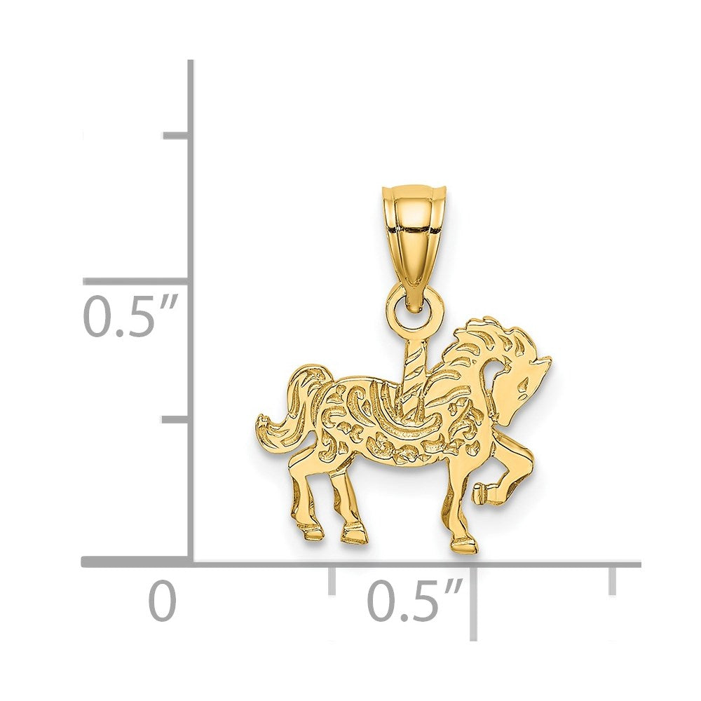 Million Charms 14K Yellow Gold Themed Carousel Horse Charm