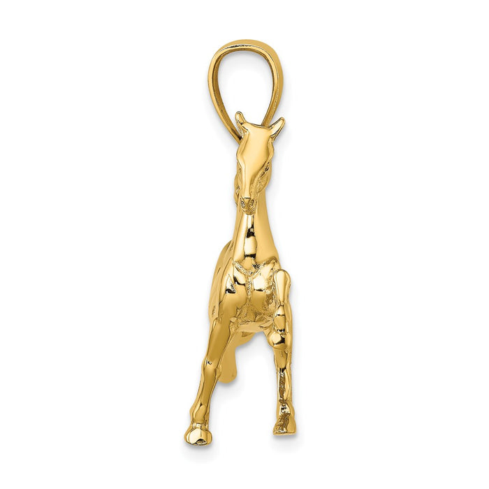 Million Charms 14K Yellow Gold Themed 3-D Tennessee Walking Horse Charm