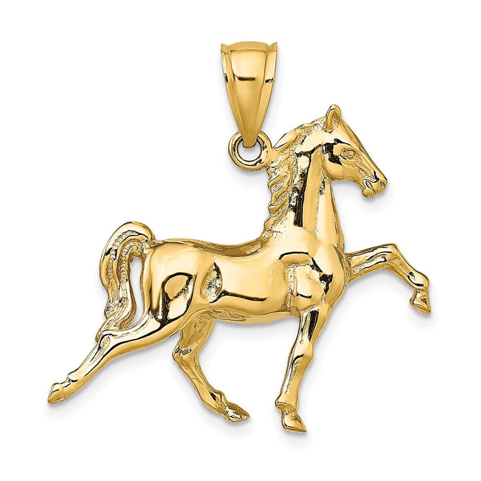 Million Charms 14K Yellow Gold Themed 3-D Tennessee Walking Horse Charm