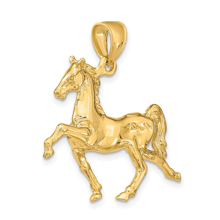 Million Charms 14K Yellow Gold Themed 3-D Tennessee Walking Horse Charm