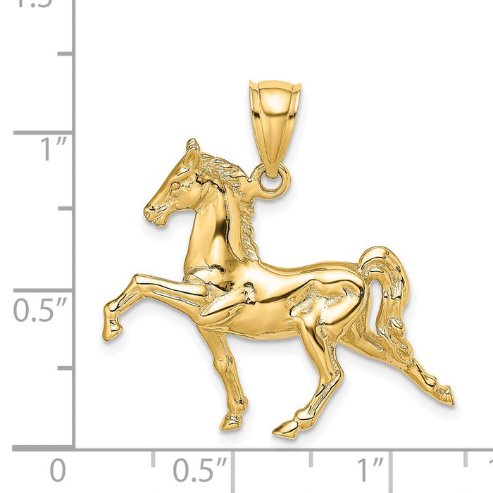 Million Charms 14K Yellow Gold Themed 3-D Tennessee Walking Horse Charm