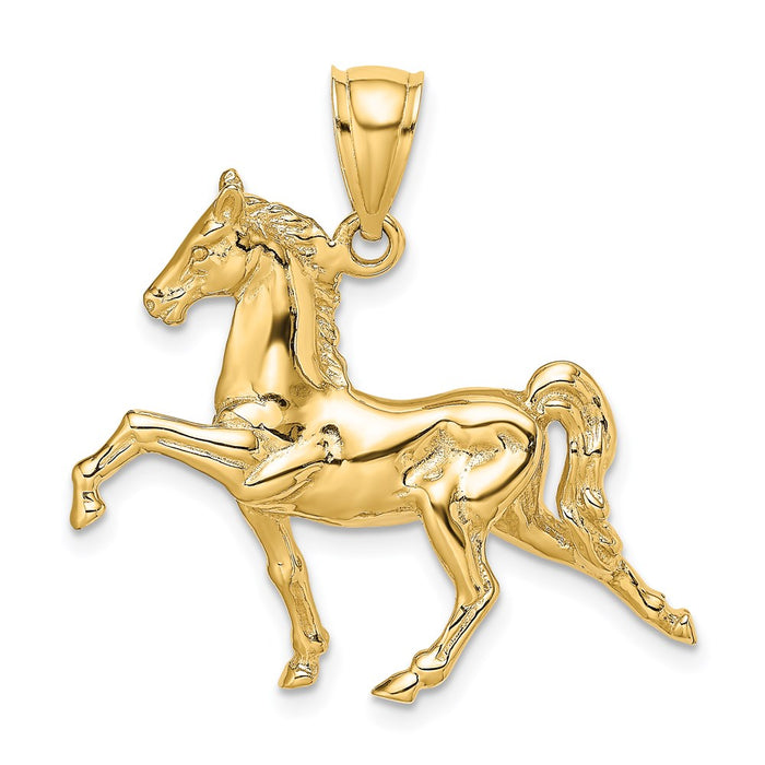 Million Charms 14K Yellow Gold Themed 3-D Tennessee Walking Horse Charm