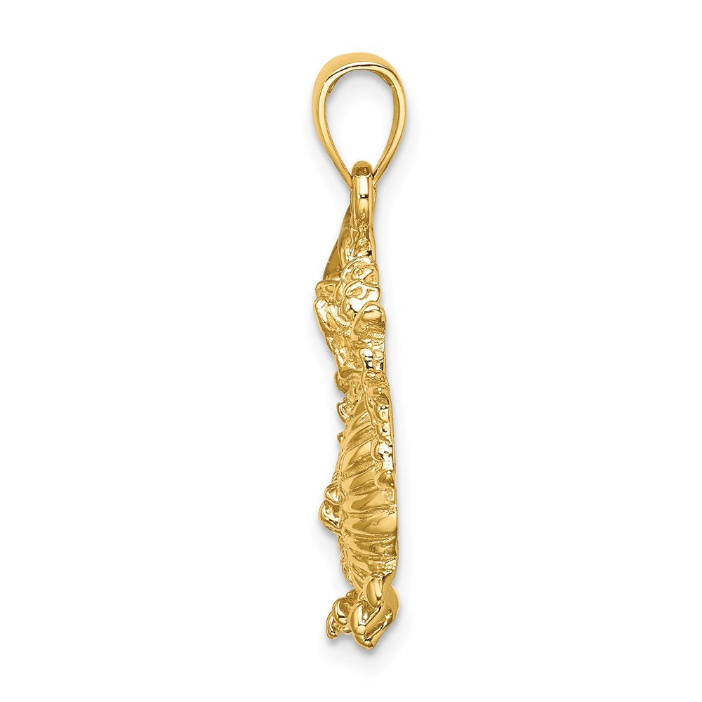 Million Charms 14K Yellow Gold Themed 2-D & Textured Dragon Charm