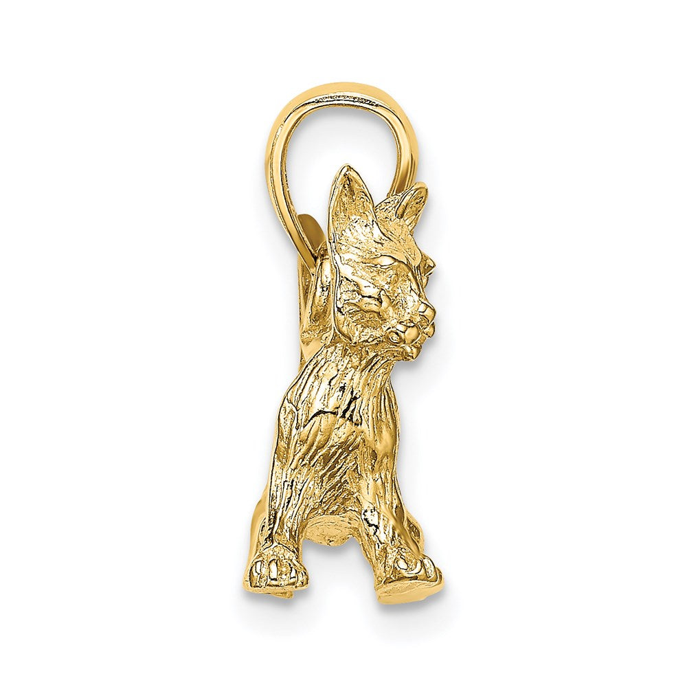 Million Charms 14K Yellow Gold Themed Cat Standing With Raised Tail Charm