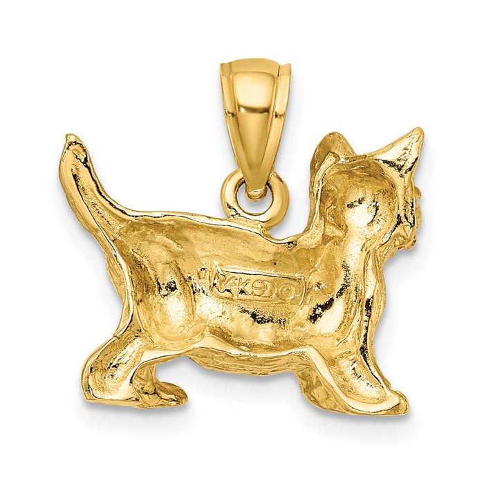Million Charms 14K Yellow Gold Themed Cat Standing With Raised Tail Charm