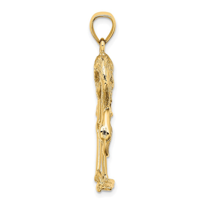 Million Charms 14K Yellow Gold Themed 3-D & Textured Flamingo Charm