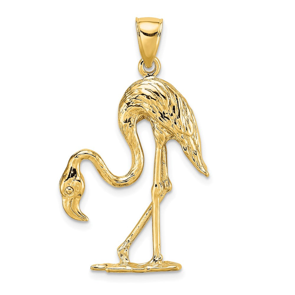 Million Charms 14K Yellow Gold Themed 3-D & Textured Flamingo Charm
