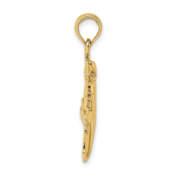 Million Charms 14K Yellow Gold Themed 2-D Gecko Charm