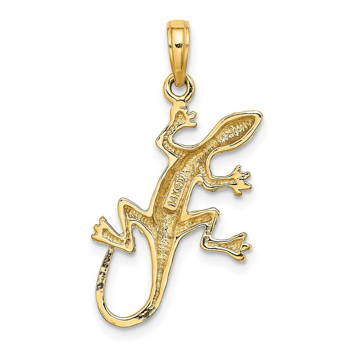 Million Charms 14K Yellow Gold Themed 2-D Gecko Charm