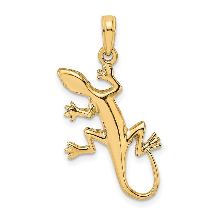 Million Charms 14K Yellow Gold Themed 2-D Gecko Charm