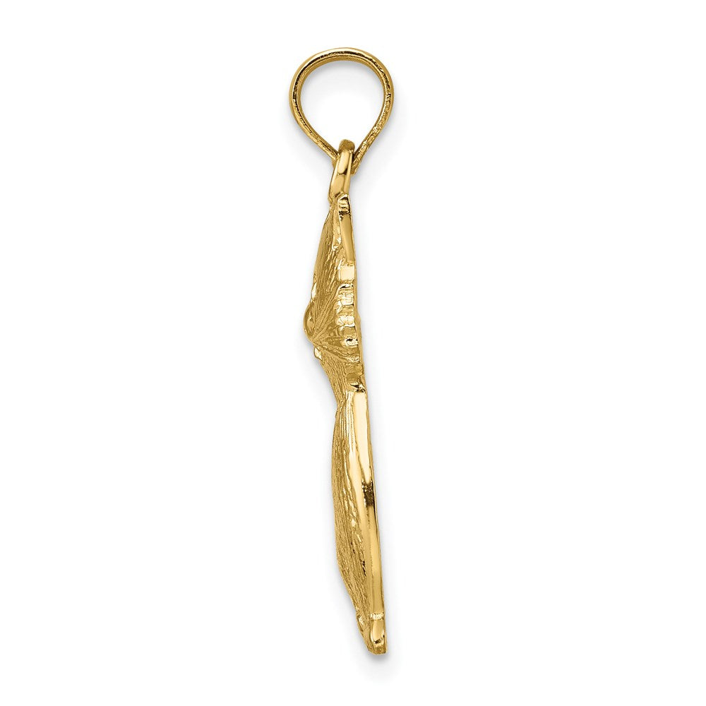 Million Charms 14K Yellow Gold Themed 2-D Sitting Cat Charm
