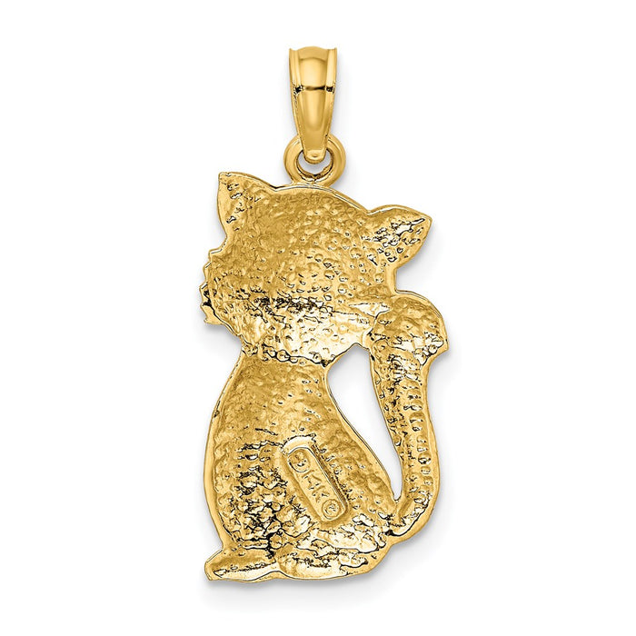 Million Charms 14K Yellow Gold Themed 2-D Sitting Cat Charm