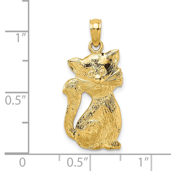 Million Charms 14K Yellow Gold Themed 2-D Sitting Cat Charm