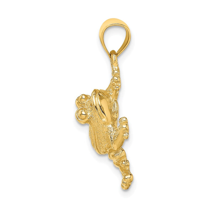 Million Charms 14K Yellow Gold Themed 2-D Frog Sitting Charm