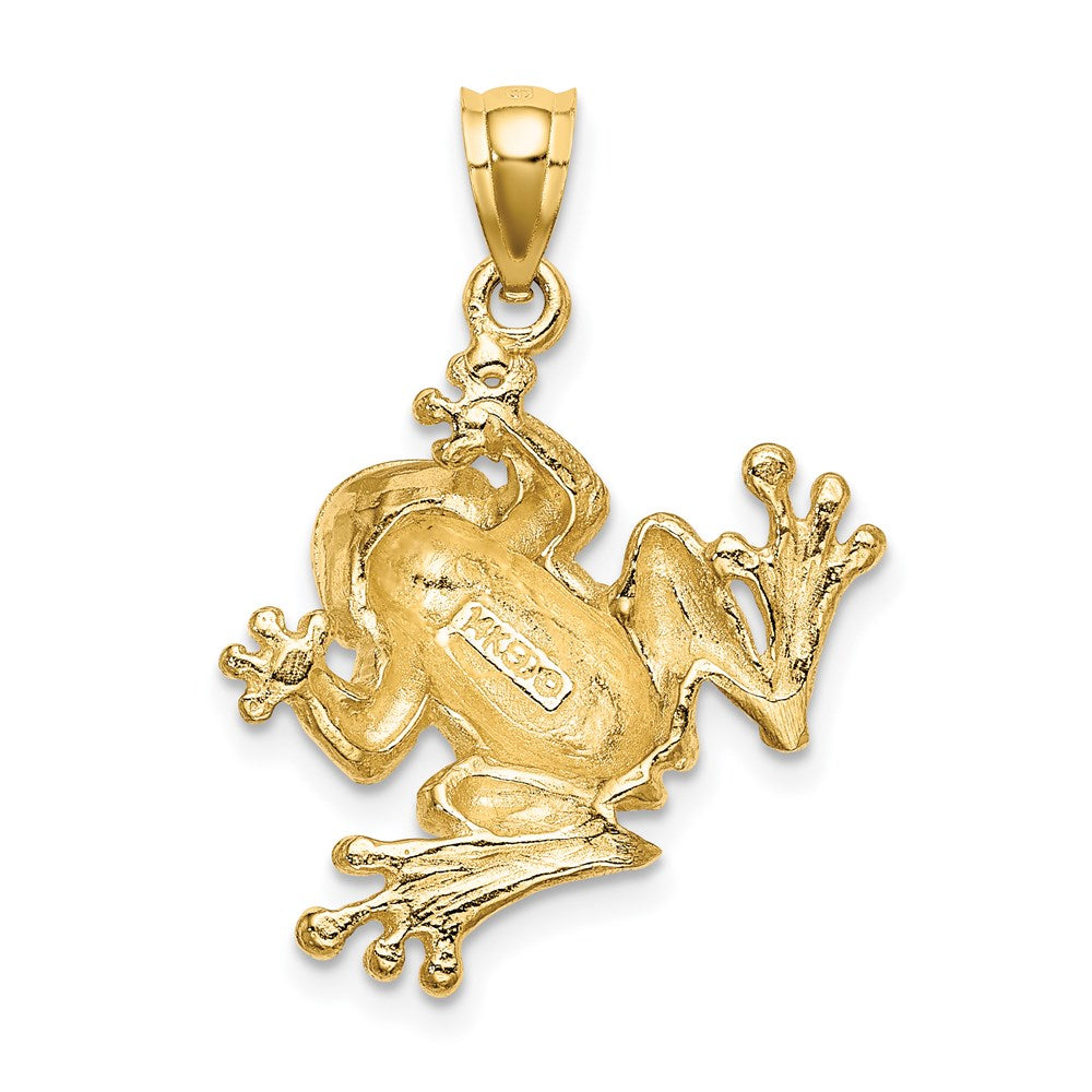 Million Charms 14K Yellow Gold Themed 2-D Frog Sitting Charm