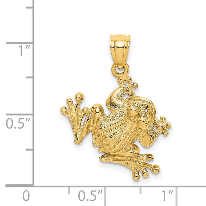 Million Charms 14K Yellow Gold Themed 2-D Frog Sitting Charm