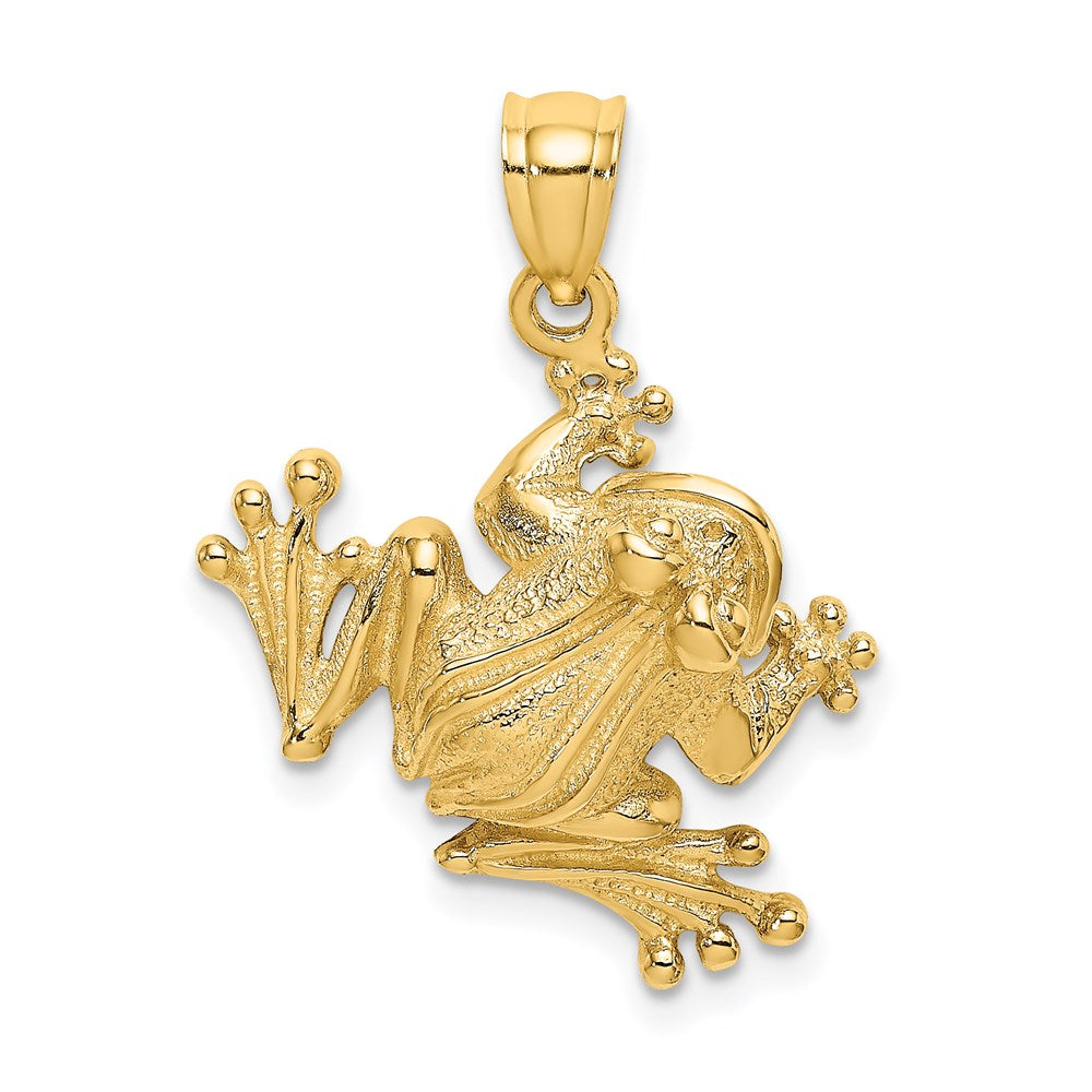 Million Charms 14K Yellow Gold Themed 2-D Frog Sitting Charm