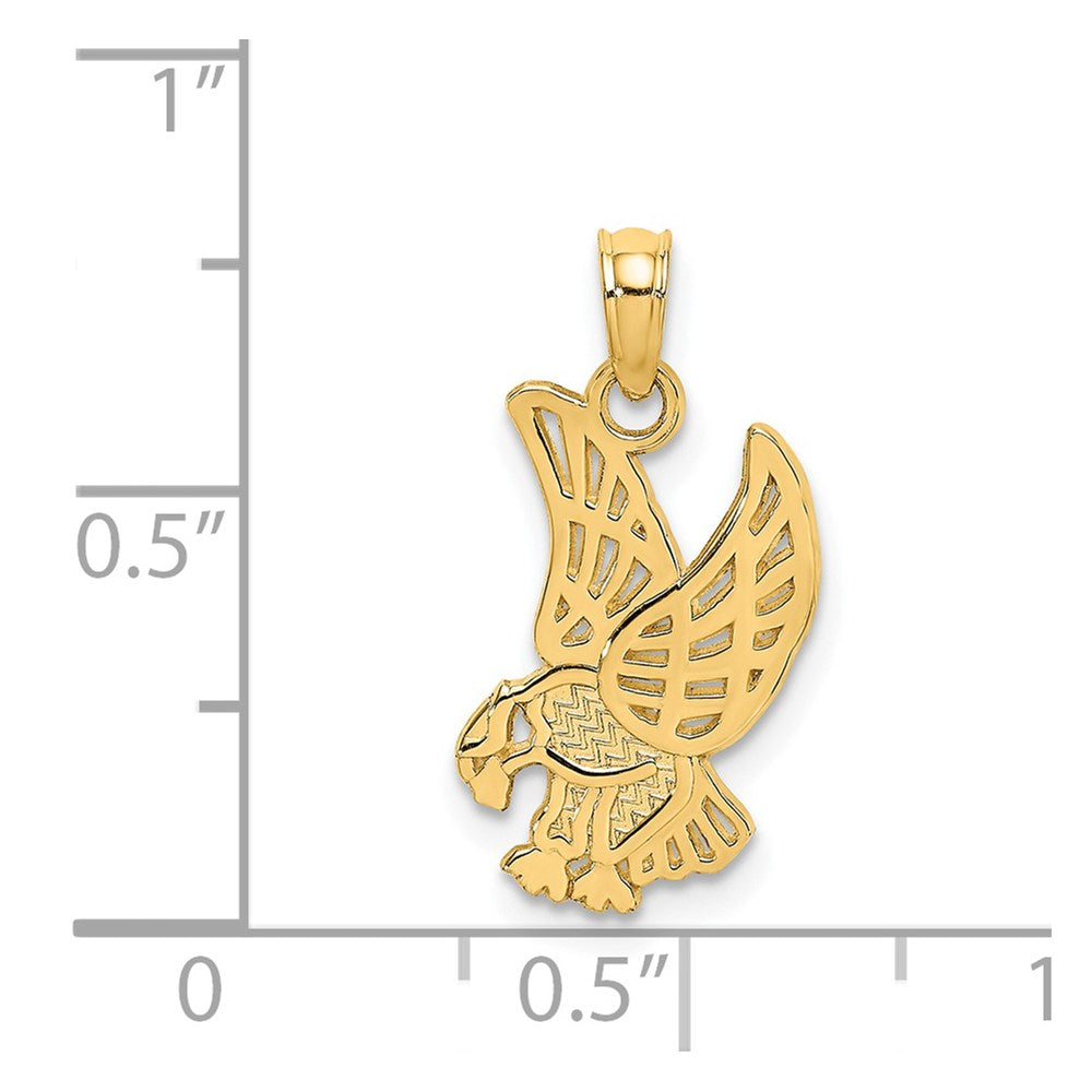 Million Charms 14K Yellow Gold Themed Eagle Landing Flat Charm