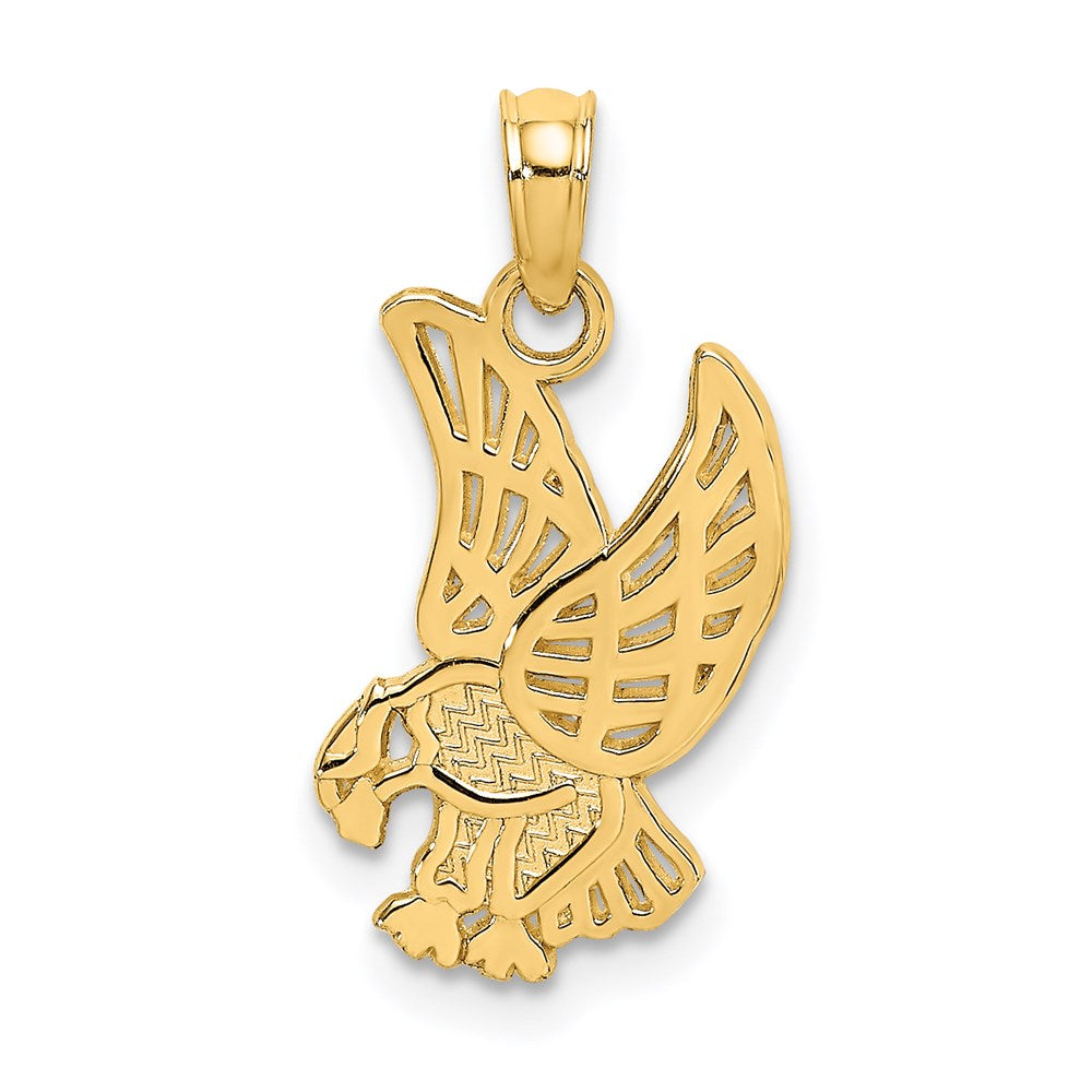 Million Charms 14K Yellow Gold Themed Eagle Landing Flat Charm