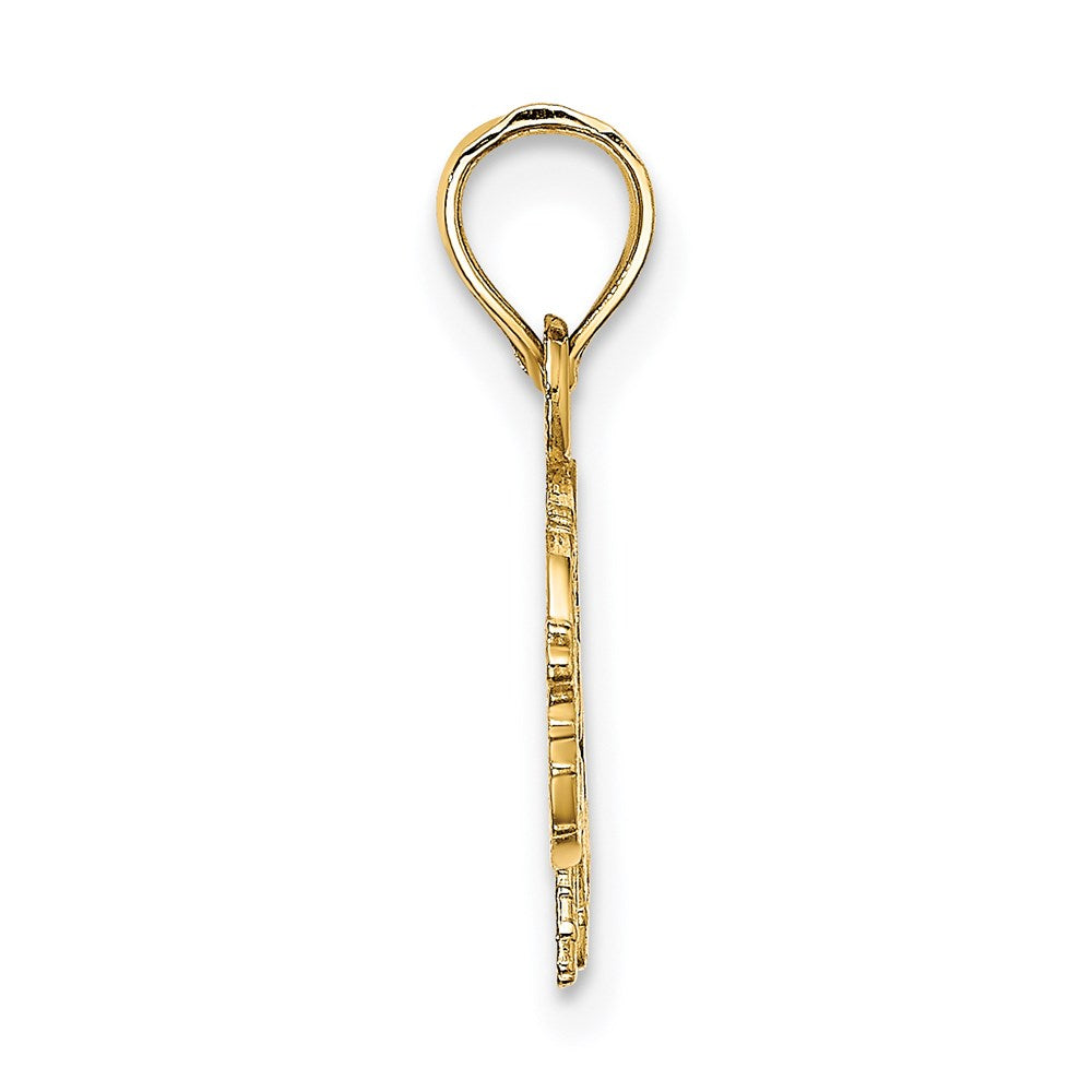 Million Charms 14K Yellow Gold Themed Flat Cut-Out Elephant Charm