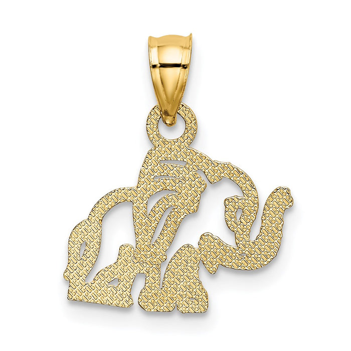 Million Charms 14K Yellow Gold Themed Flat Cut-Out Elephant Charm