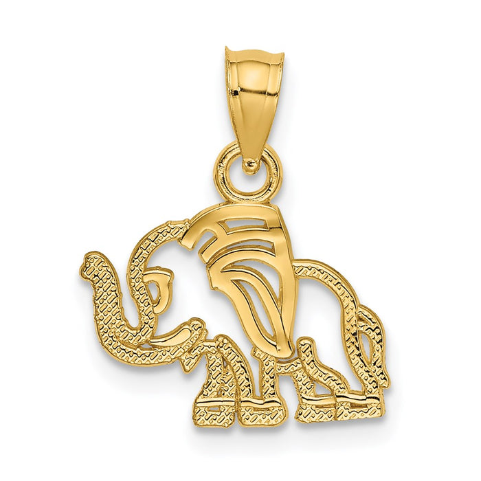 Million Charms 14K Yellow Gold Themed Flat Cut-Out Elephant Charm