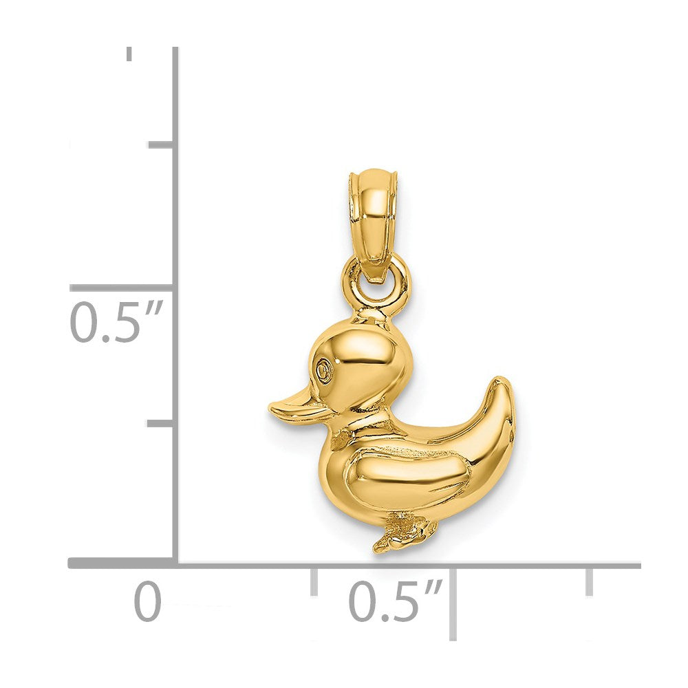 Million Charms 14K Yellow Gold Themed 3-D Duck Charm