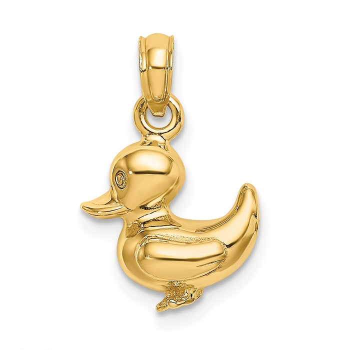 Million Charms 14K Yellow Gold Themed 3-D Duck Charm