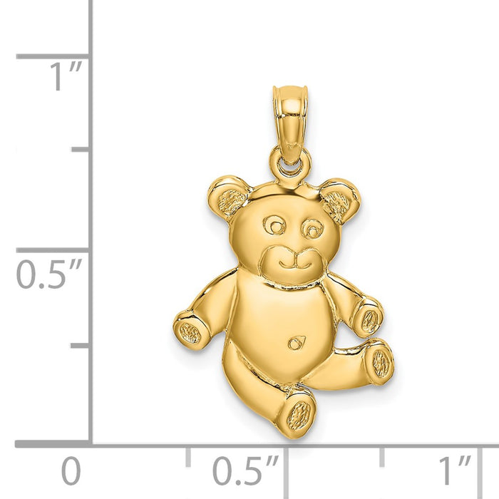 Million Charms 14K Yellow Gold Themed 3-D Teddy Bear Charm