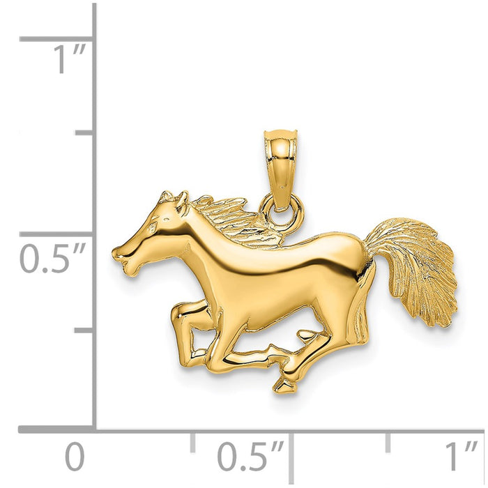 Million Charms 14K Yellow Gold Themed Running Horse Charm