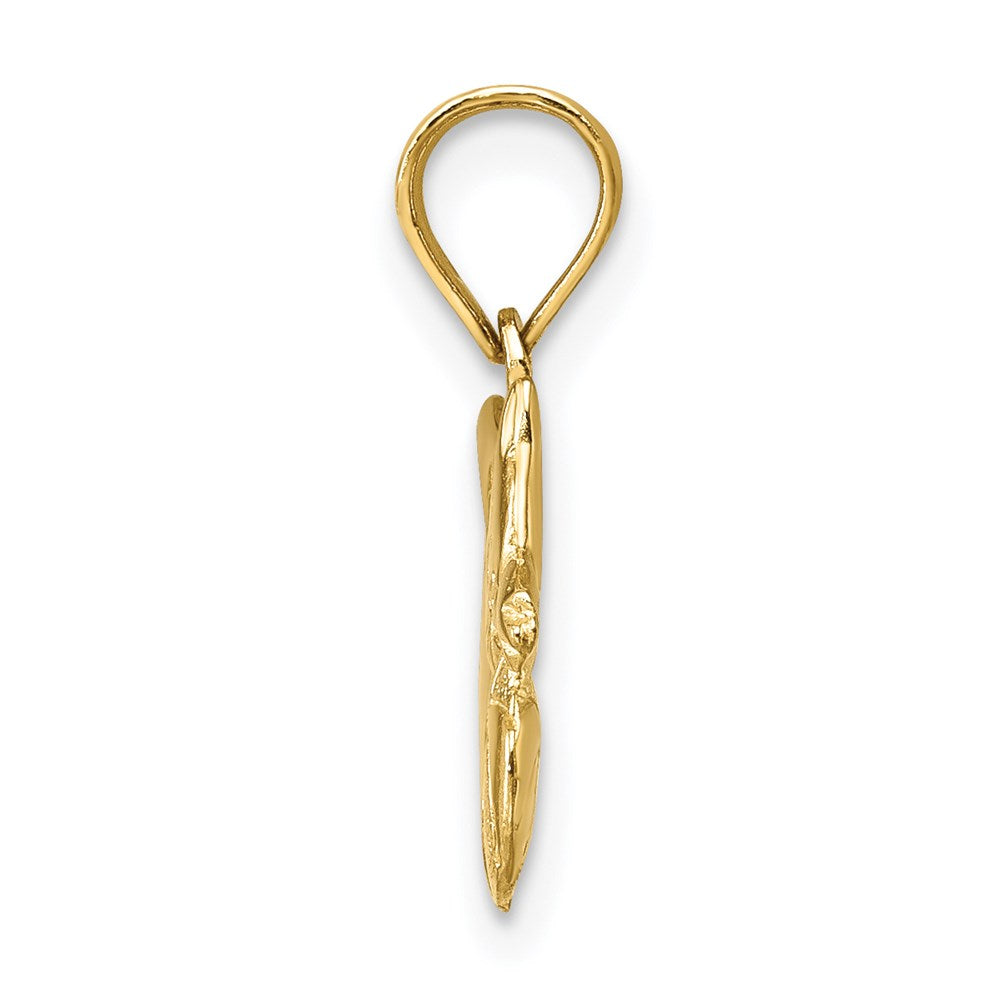 Million Charms 14K Yellow Gold Themed 3-D Polished Kitten Charm