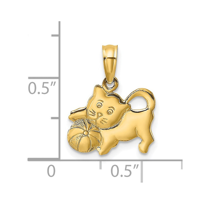 Million Charms 14K Yellow Gold Themed 3-D Polished Kitten Charm