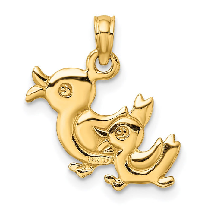 Million Charms 14K Yellow Gold Themed 3-D Double Ducks Charm