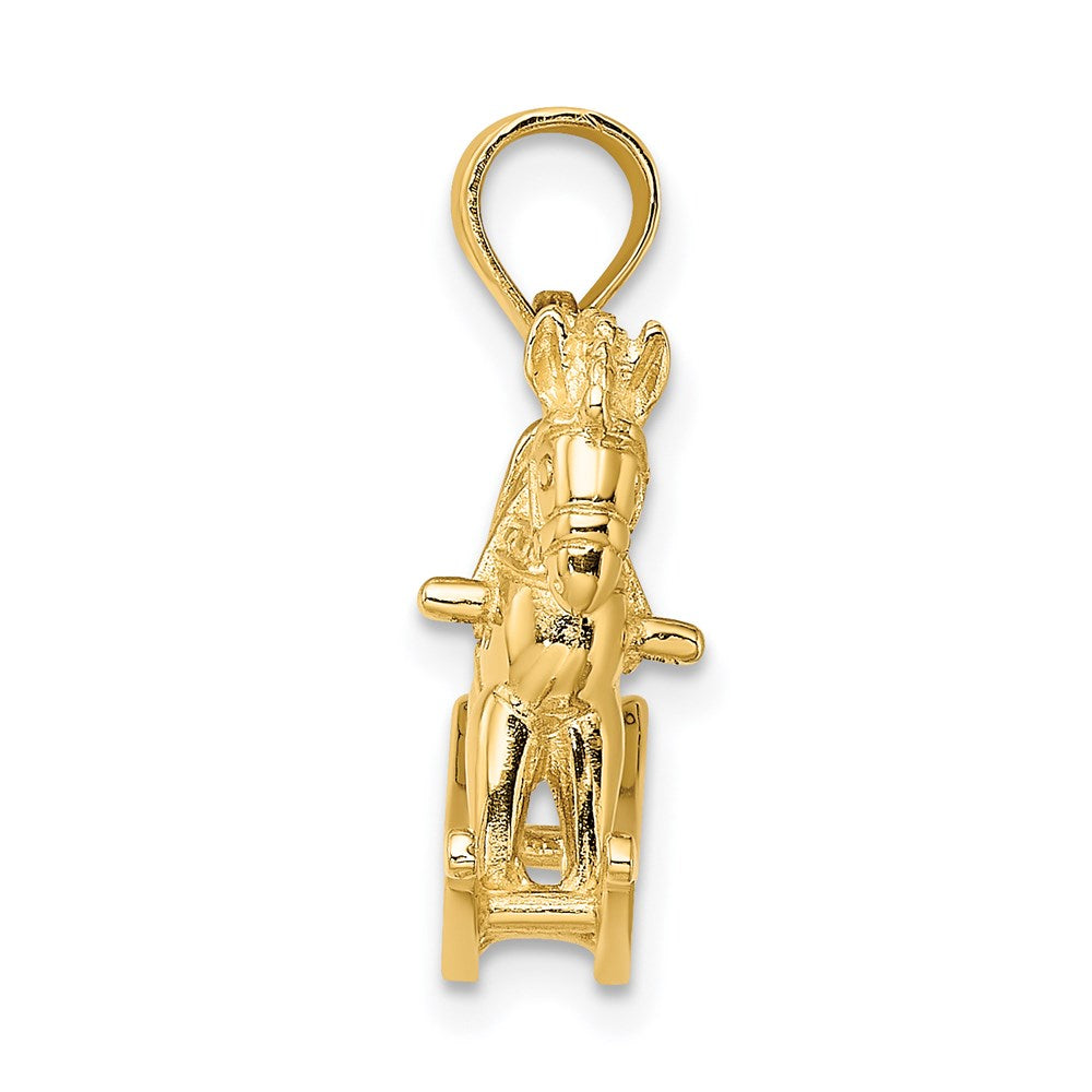 Million Charms 14K Yellow Gold Themed 3-D Playful Rocking Horse Charm