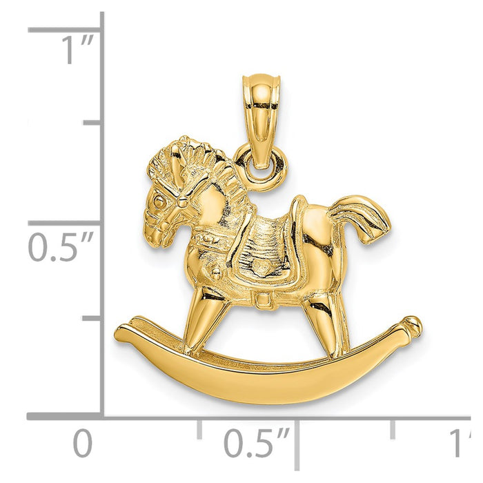 Million Charms 14K Yellow Gold Themed 3-D Playful Rocking Horse Charm