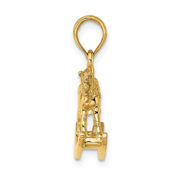 Million Charms 14K Yellow Gold Themed Polished 3-D Rocking Horse Charm