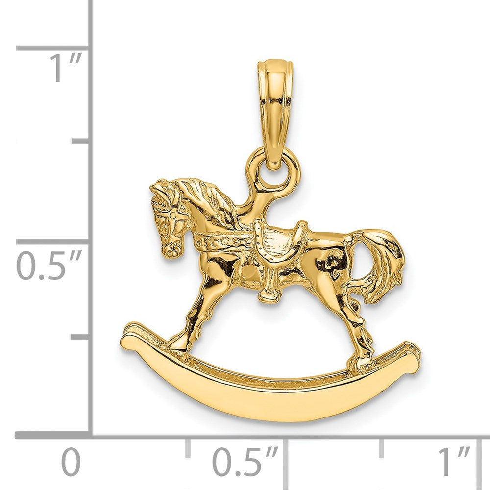 Million Charms 14K Yellow Gold Themed Polished 3-D Rocking Horse Charm
